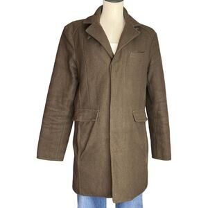 KENNETH Cole Mens Green Wool Blend Coat with Collar Small